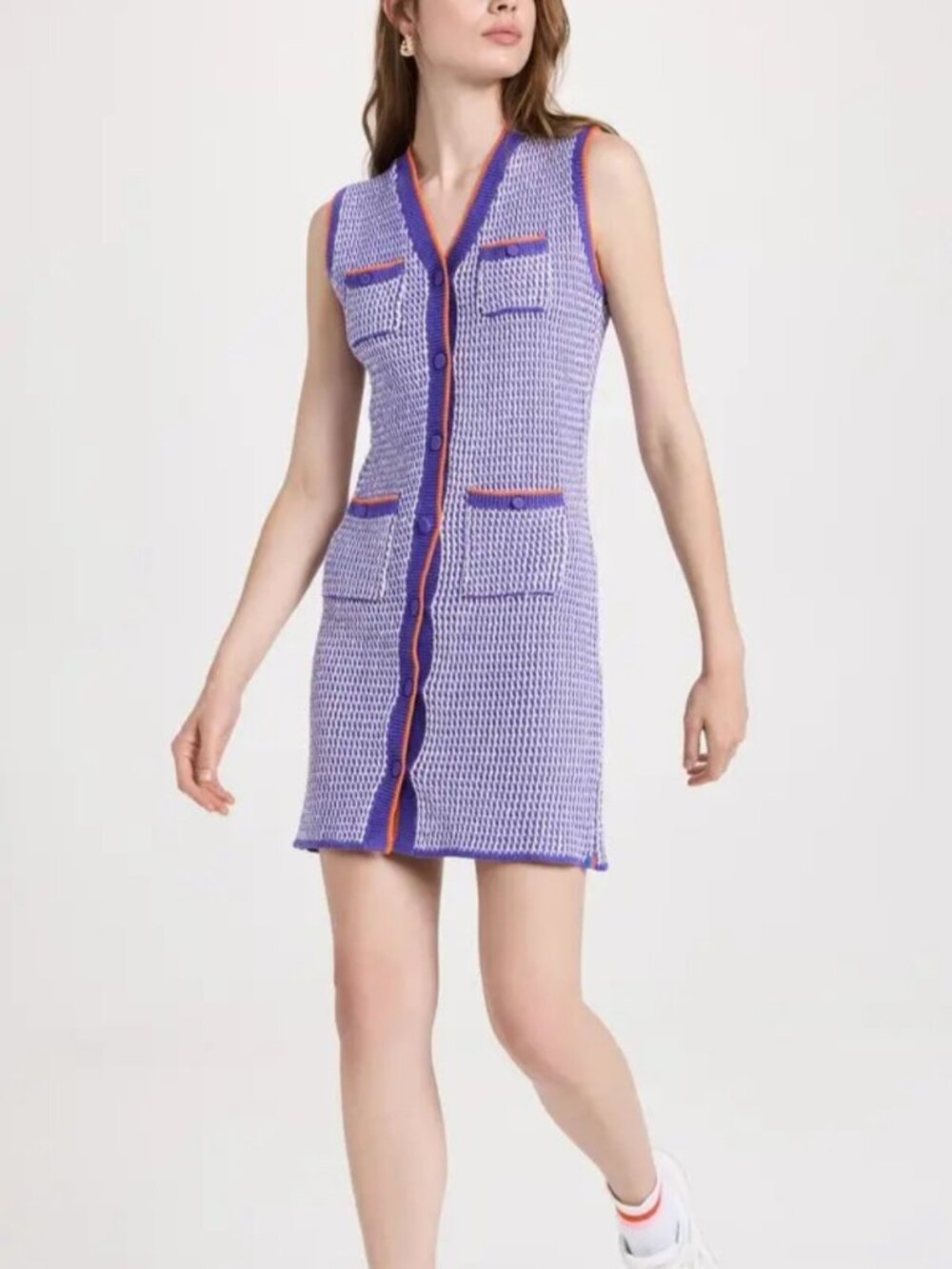 KULE Virginie Knit Button-Front Purple Sweater Dress XS